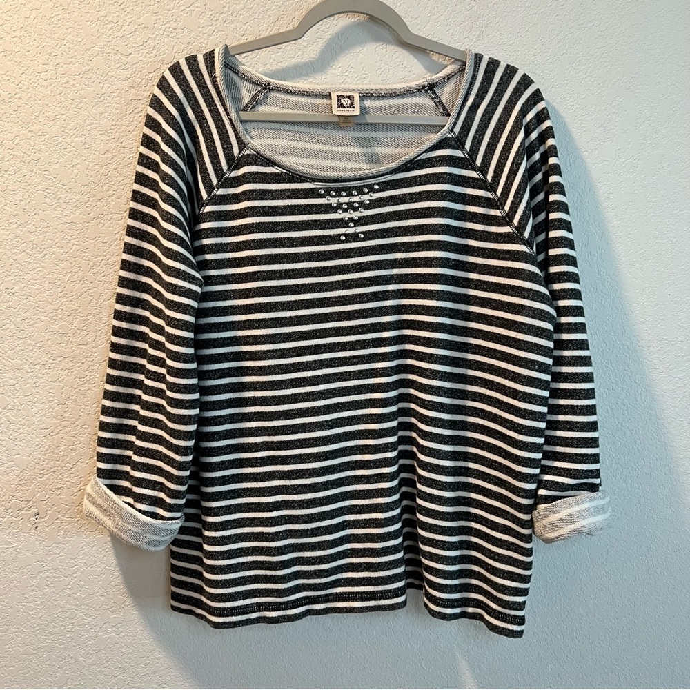 Women’s Anne Klein gray striped pullover sweater size XXL